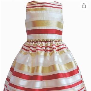 Rare Editions Girls 7 Red Gold Burnout Organza Jeweled Dress